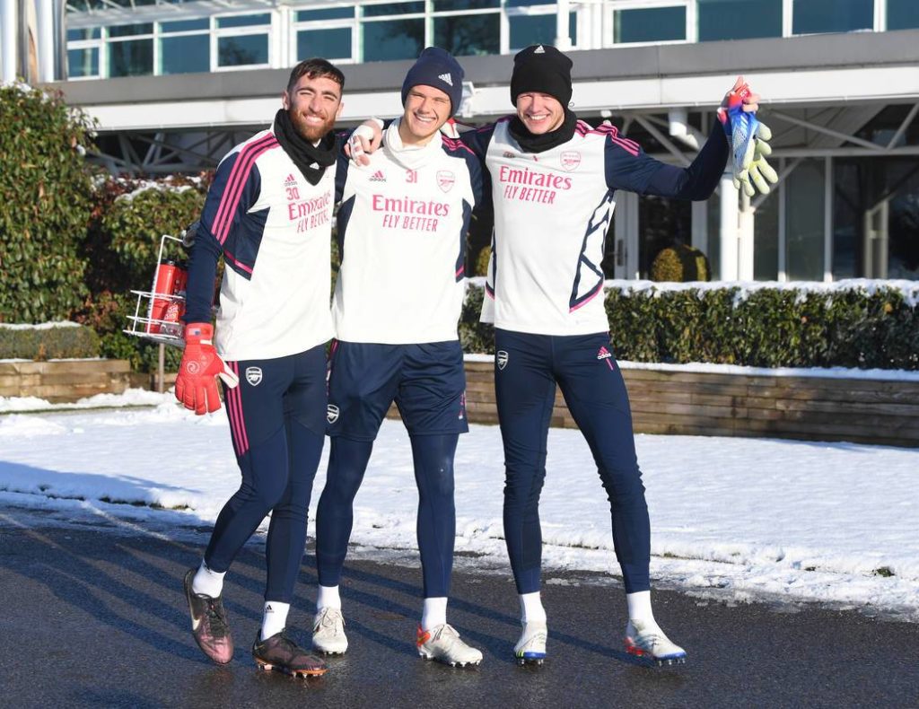 1 more Arsenal World Cup star rejoins pre-Juventus training 2 Matt Turner, Karl Hein, and Aaron Ramsdale in training with Arsenal (Photo via Arsenal.com)