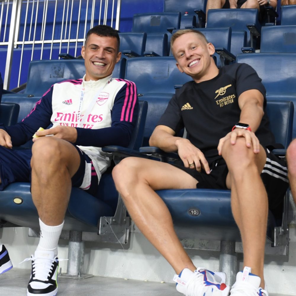 Granit Xhaka and Oleksandr Zinchenko (Photo via Arsenal on Twitter)