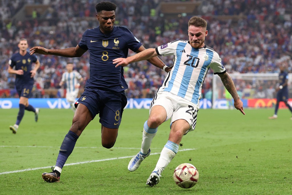 3 'big-six' clubs chase Alexis Mac Allister 3 LUSAIL CITY, QATAR: Aurelien Tchouameni of France battles with Alexis Mac Allister of Argentina during the FIFA World Cup Qatar 2022 Final match between Argentina and France at Lusail Stadium on December 18, 2022. (Photo by Julian Finney/Getty Images)