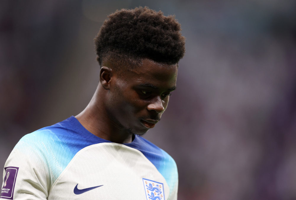 AL KHOR, QATAR: Bukayo Saka of England reacts after a missed chance during the FIFA World Cup Qatar 2022 quarter-final match between England and Fr...