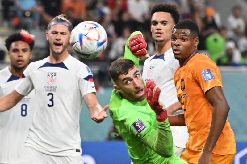 Legend tells Matt Turner to 'find another club' 3 USA's goalkeeper #01 Matt Turner (C) dives to save a ball during the Qatar 2022 World Cup round of 16 football match between the Netherlands and USA at Khalifa International Stadium in Doha on December 3, 2022. (Photo by ALBERTO PIZZOLI/AFP via Getty Images)