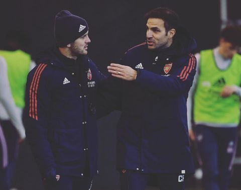 Jack Wilshere and Cesc Fabregas coaching with the Arsenal academy (Photo via Wilshere on Instagram)
