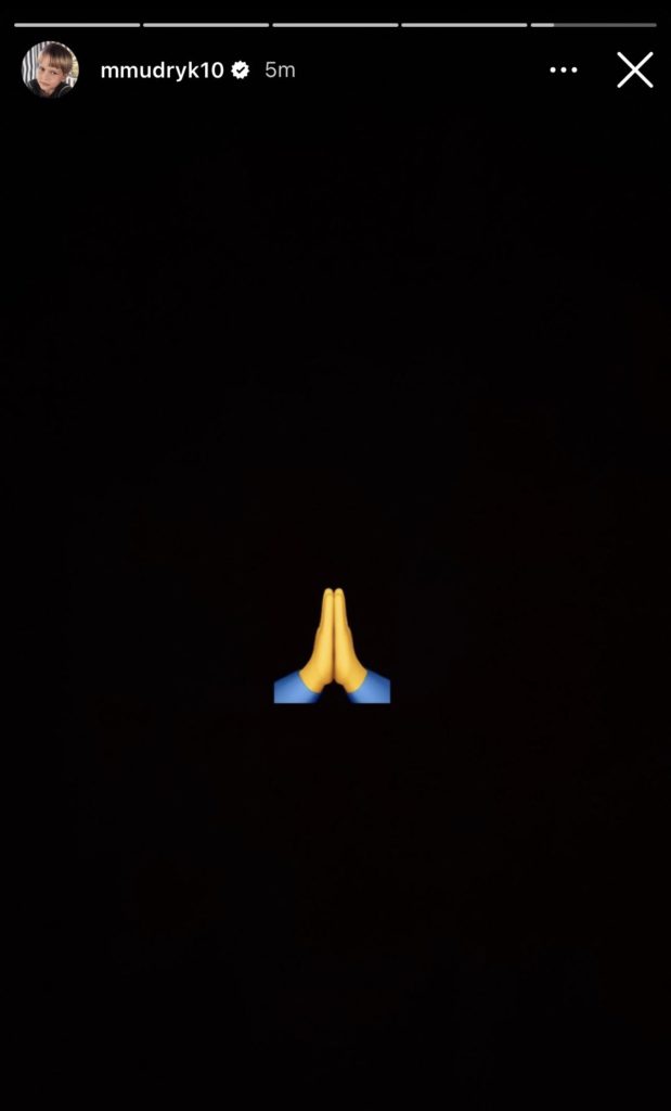 Mykhaylo Mudryk on his Instagram story on Thursday night