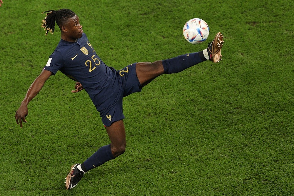 That was rubbish: Agent on Arsenal move for Real Madrid star 2 France's midfielder Eduardo Camavinga stretches for the ball during the Qatar 2022 World Cup Group D football match between Tunisia and France at the Education City Stadium in Al-Rayyan, west of Doha on November 30, 2022. (Photo by ADRIAN DENNIS/AFP via Getty Images)