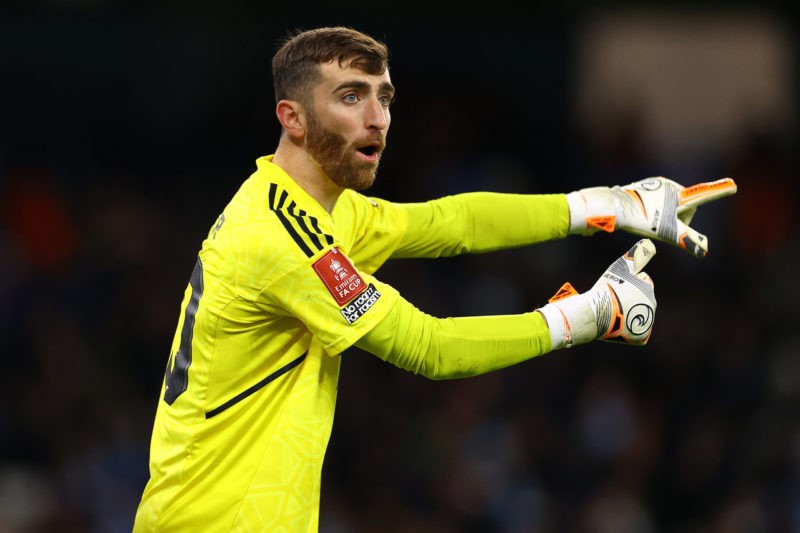 MANCHESTER, ENGLAND - JANUARY 27: Matt Turner of Arsenal during the Emirates FA Cup Fourth Round match between Manchester City and Arsenal at Etiha...