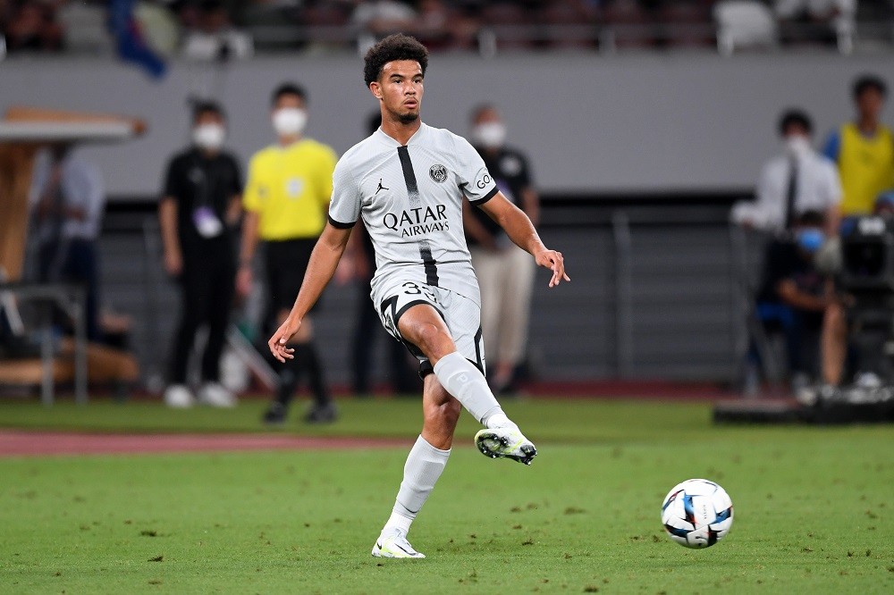 TOKYO, JAPAN: Warren Zaire-Emery of Paris Saint-Germain in action during the preseason friendly match between Paris Saint-Germain and Kawasaki Frontale at National Stadium on July 20, 2022. (Photo by Masashi Hara/Getty Images)