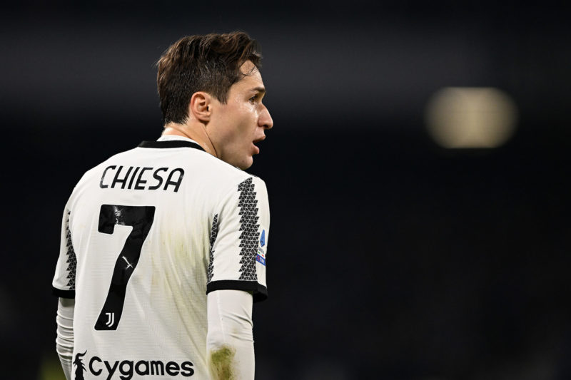 NAPLES, ITALY - JANUARY 13: Federico Chiesa of Juventus during the Serie A match between SSC Napoli_Juventus at Stadio Diego Armando Maradona on Ja...