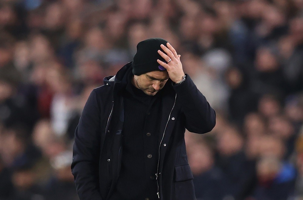 Everton sack Lampard before Arsenal clash 2 LONDON, ENGLAND: Frank Lampard, Manager of Everton reacts during the Premier League match between West Ham United and Everton FC at London Stadium on January 21, 2023. (Photo by Alex Pantling/Getty Images)