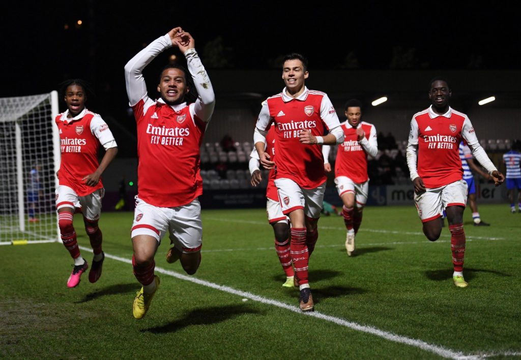 Arsenal midfielder completes loan move 3 Mauro Bandeira celebrating a goal during Arsenal's u21 game vs Reading (Photo via Arsenal Academy on Twitter)