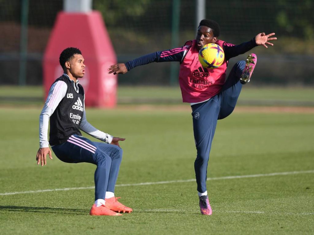 3 Arsenal youngsters travel to Eindhoven for PSV clash 4 Amario Cozier-Duberry in training with Arsenal (Photo via Arsenal.com)