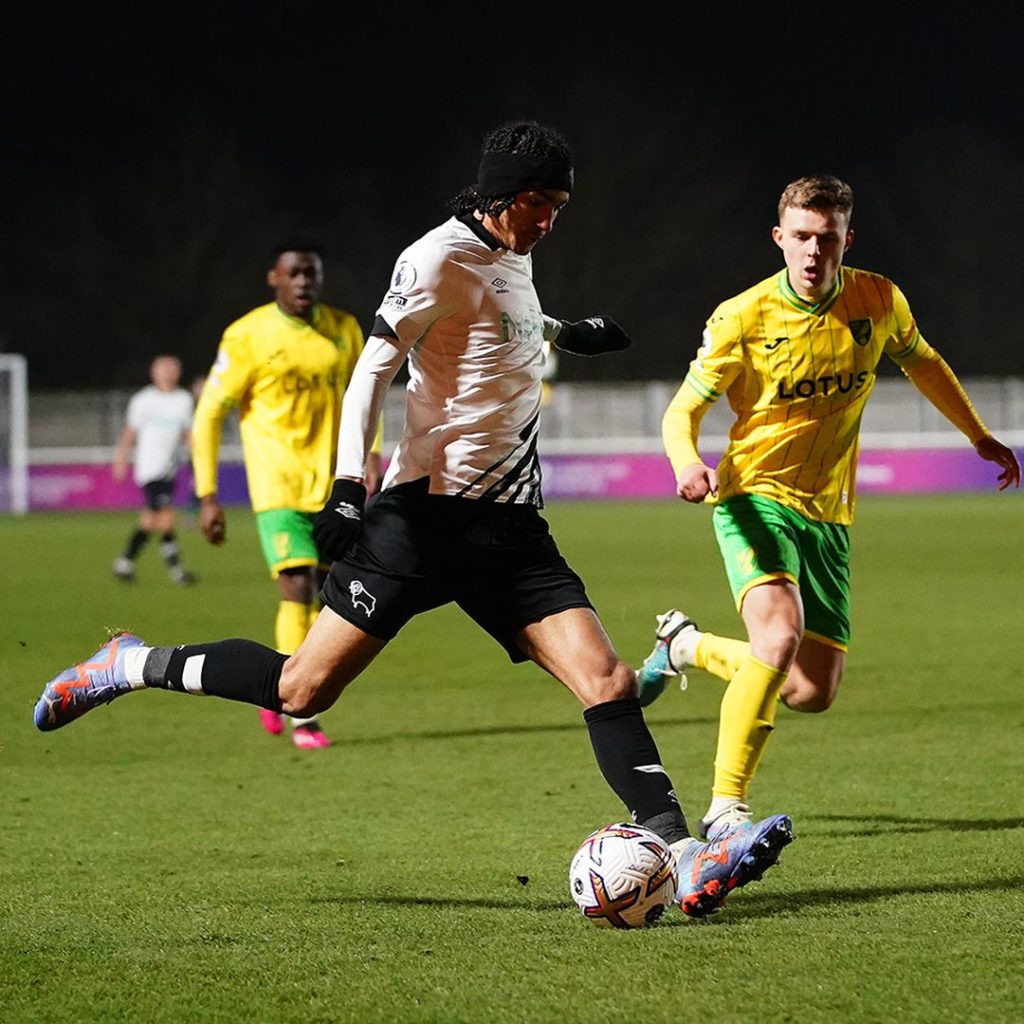 Kido Taylor-Hart with the Derby County u21s (Photo via Derby County Academy on Twitter)