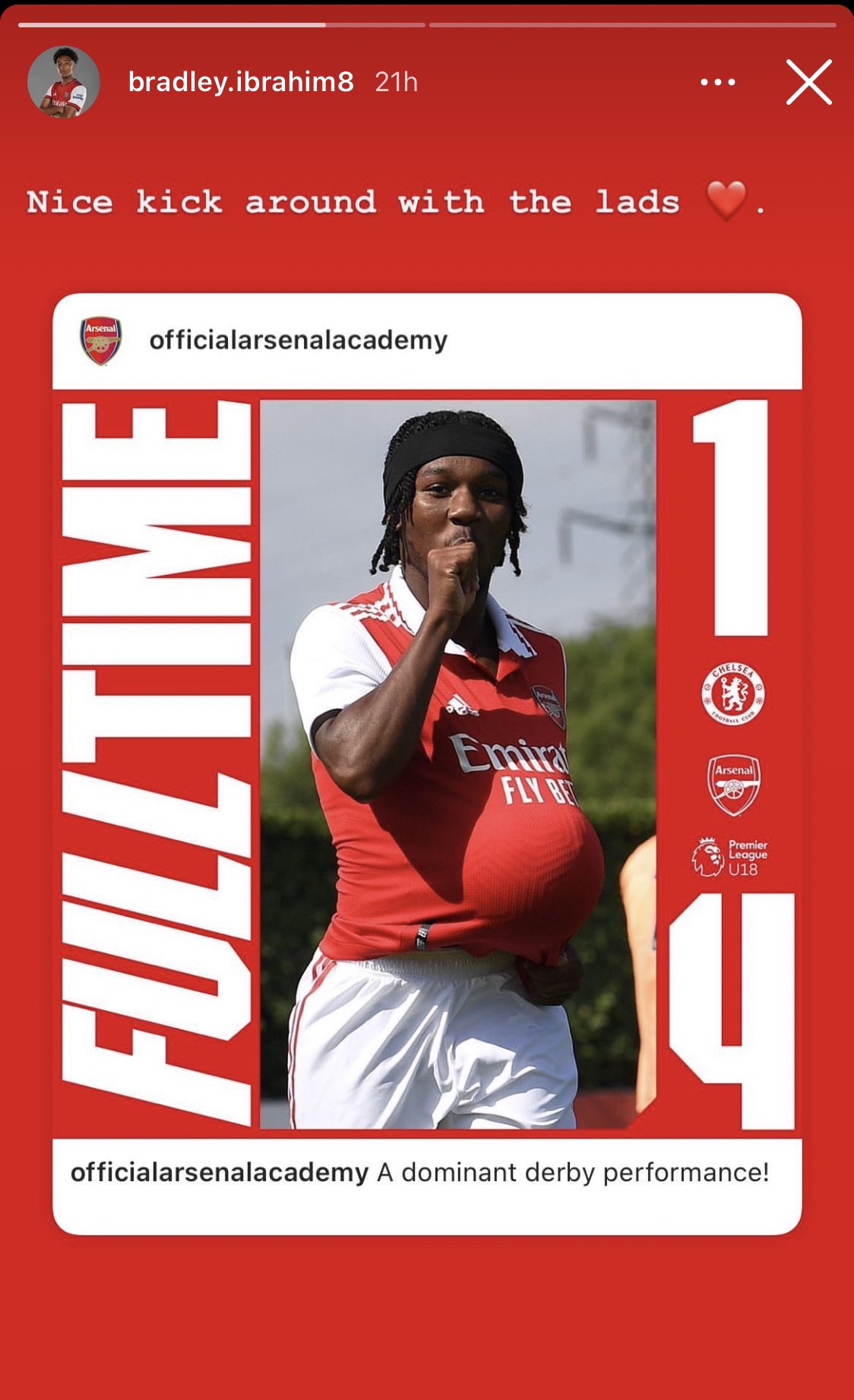 Former Arsenal youngster finding life tough after leaving 3 Bradley Ibrahim posts on his Instagram story