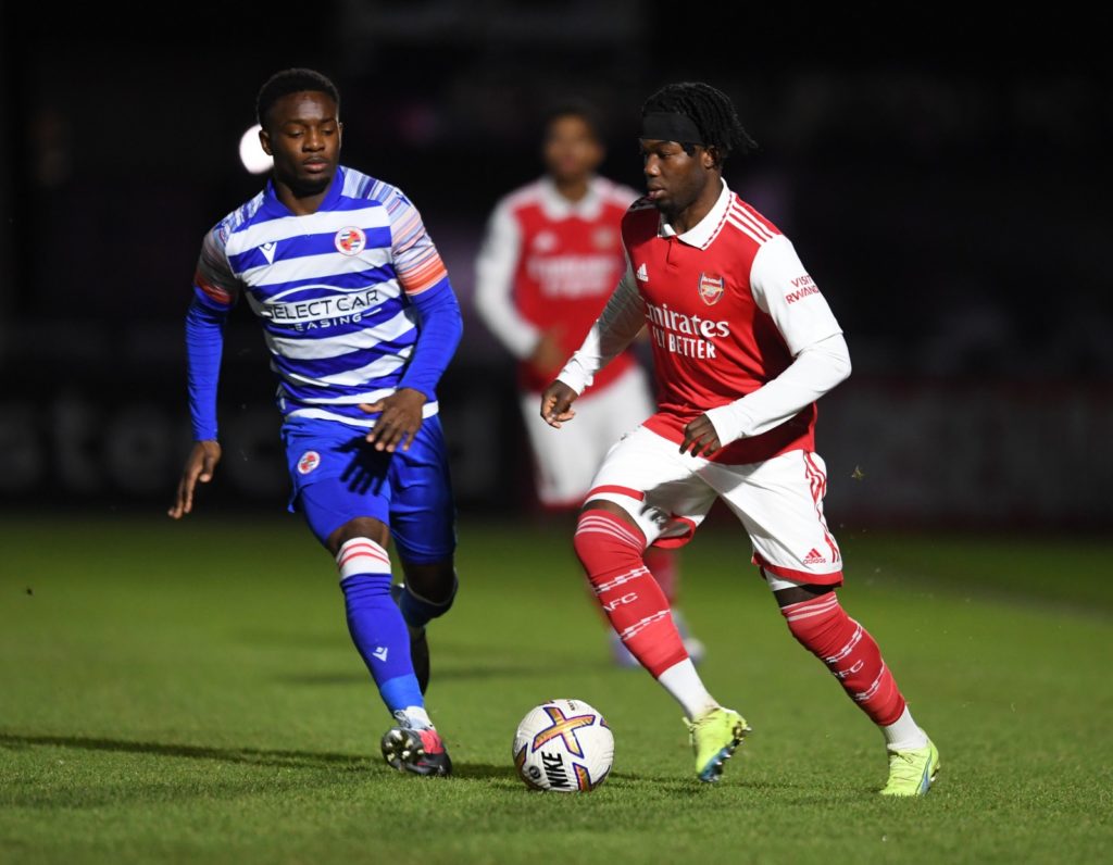 Arsenal sub secures dramatic victory in Premier League Cup tie 3 Joel Ideho during Arsenal's u21 game vs Reading (Photo via Arsenal Academy on Twitter)