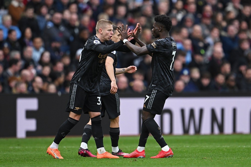 Why 4 Arsenal starters missed training on Monday 2 BIRMINGHAM, ENGLAND: Oleksandr Zinchenko celebrates with Bukayo Saka of Arsenal after scoring the team's second goal during the Premier League match between Aston Villa and Arsenal FC at Villa Park on February 18, 2023. (Photo by Clive Mason/Getty Images)