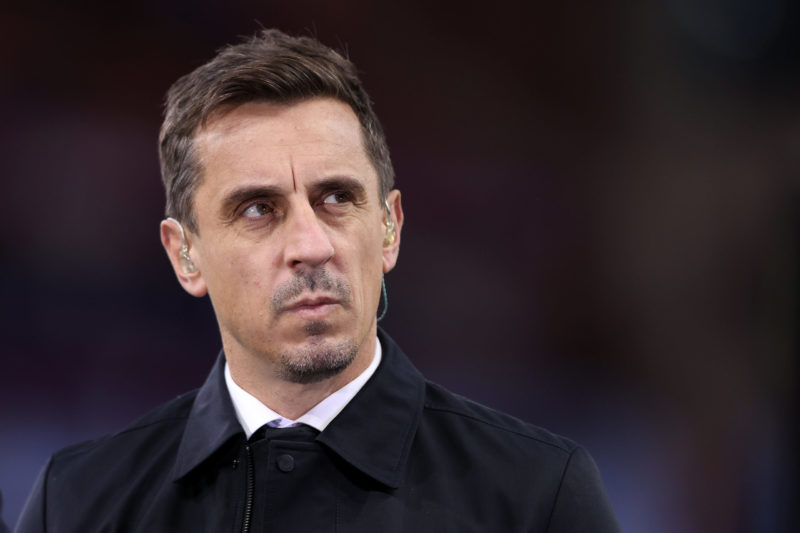 BIRMINGHAM, ENGLAND - SEPTEMBER 16: TV Pundit Gary Neville presents Friday night football during the Premier League match between Aston Villa and S...