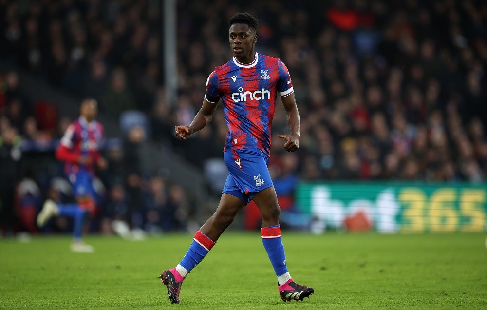 LONDON, ENGLAND: Albert Sambi Lokonga of Crystal Palace during the Premier League match between Crystal Palace and Brighton & Hove Albion at Selhur...