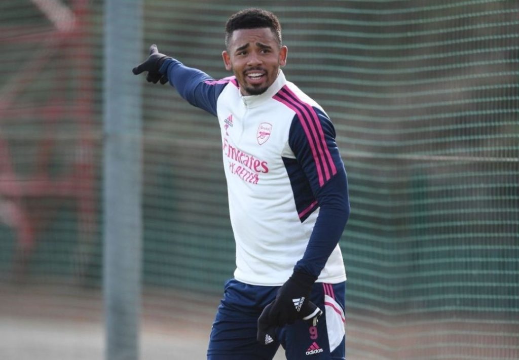Gabriel Jesus in training with Arsenal (Photo via Karthikadhaigal on Twitter)