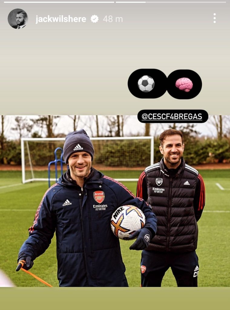 Fabregas back at Arsenal working with Wilshere 2 Cesc Fabregas back at Arsenal with Jack Wilshere (Photo via Wilshere's Instagram story)