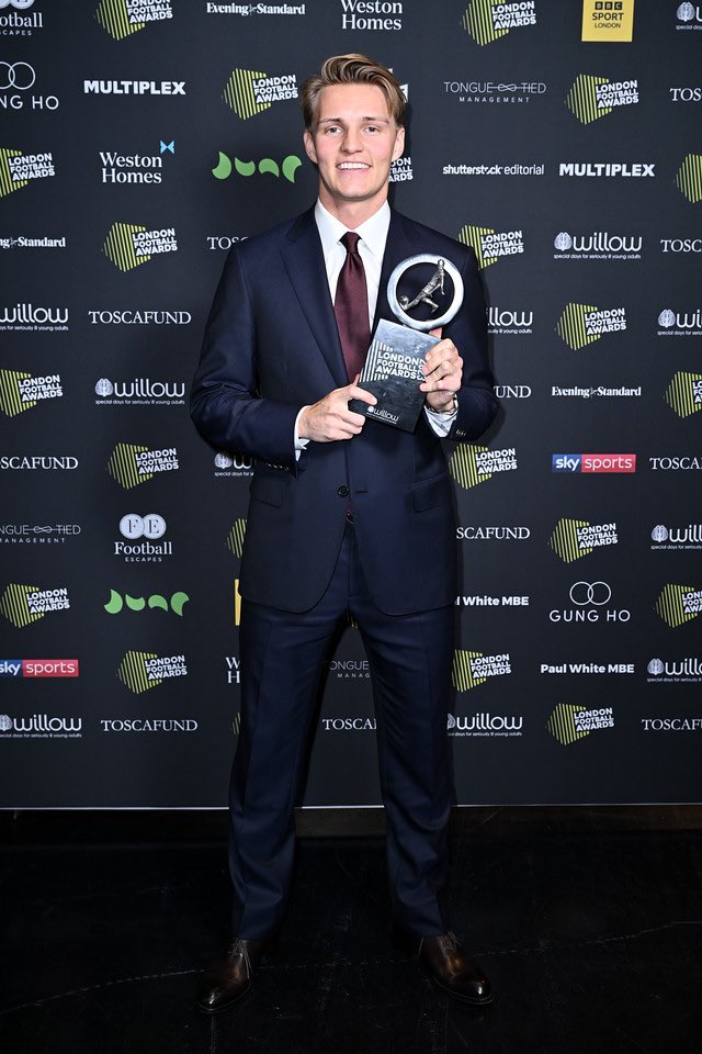 5 winners as Arsenal dominate London Football Awards 2023 4 Martin Odegaard with the Player of the Year award at the London Football Awards for 2023 (Photo via TheLFAOfficial)