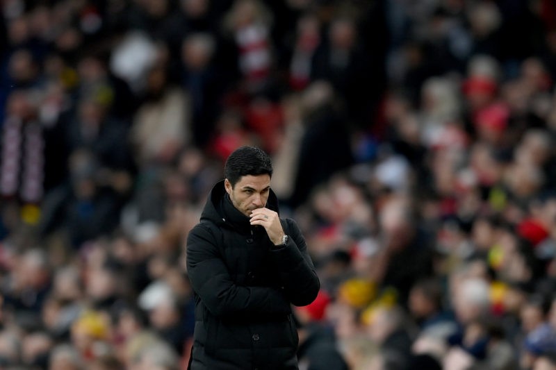 LONDON, ENGLAND - MARCH 04: Mikel Arteta, Manager of Arsenal, reacts during the Premier League match between Arsenal FC and AFC Bournemouth at Emir...
