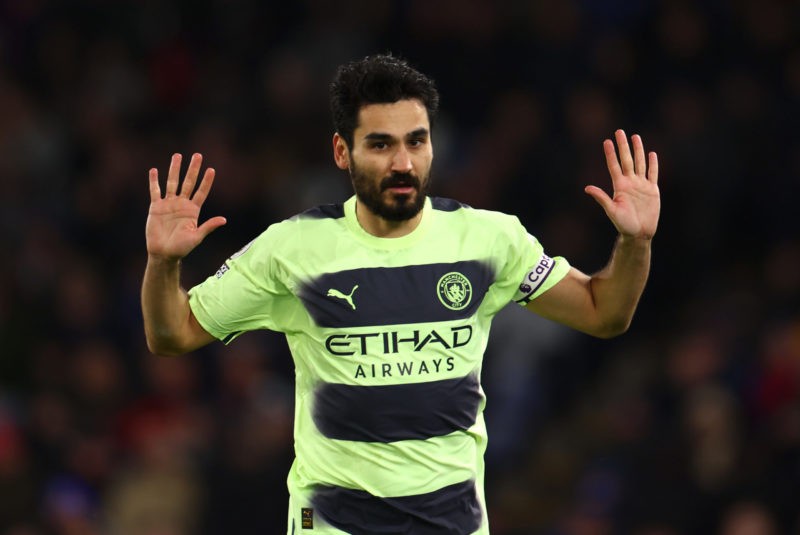 Who will join Arsenal? Exploring The Gunner's transfer wishlist 7 LONDON, ENGLAND - MARCH 11: Ilkay Gundogan of Manchester City reacts during the Premier League match between Crystal Palace and Manchester City at Selhurst Park on March 11, 2023 in London, England. (Photo by Alex Pantling/Getty Images)