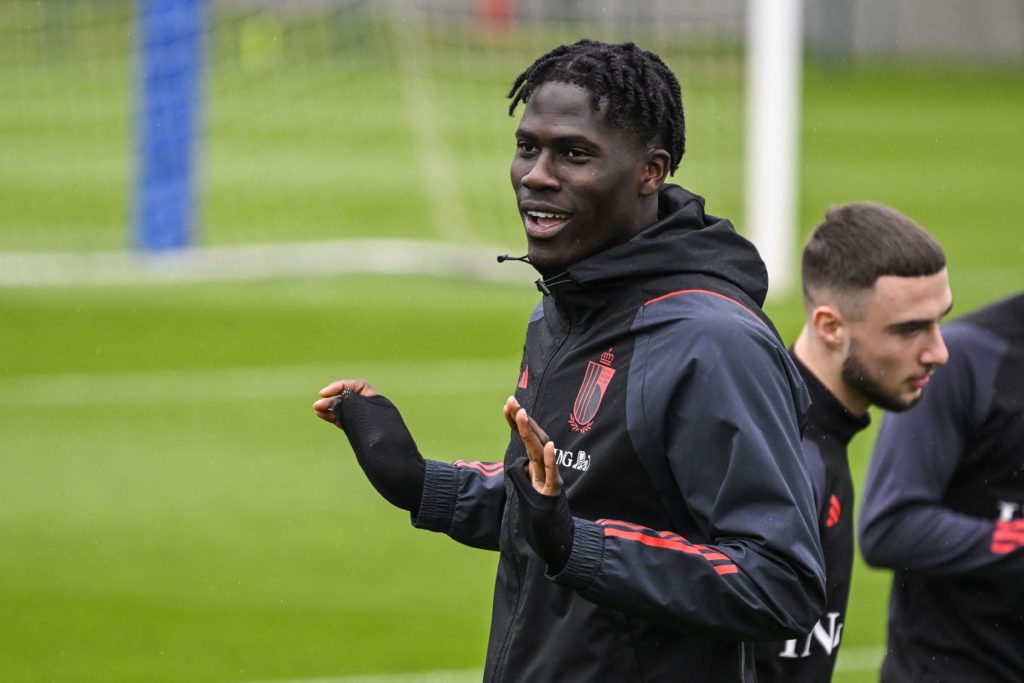 Manager plays down Arsenal links to midfield target 2 Belgian national soccer team Red Devils' Amadou Onana takes part in a training session, two days before their international friendly football match, at the Royal Belgian Football Association RBFA's headquarters in Tubize on March 26, 2023. (Photo by Tom Goyvaerts / Belga / AFP) / Belgium OUT (Photo by TOM GOYVAERTS/Belga/AFP via Getty Images)