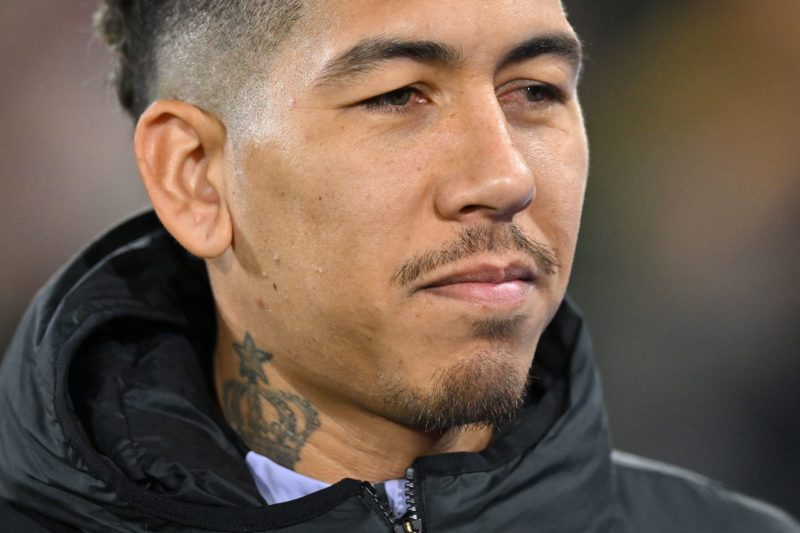 Liverpool's Brazilian striker Roberto Firmino arrives ahead of the English Premier League football match between Crystal Palace and Liverpool at Se...