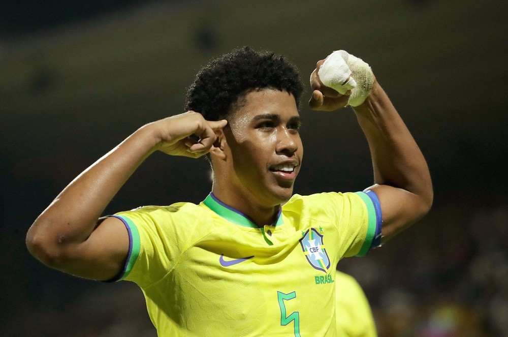 Arsenal officials baffled by work permit rules after Chelsea move 3 Brazil's Andrey Santos celebrates after scoring against Venezuela during the South American U-20 championship football match at the Metropolitano de Techo stadium in Bogota, Colombia on February 3, 2023. (Photo by JUAN PABLO PINO/AFP via Getty Images)
