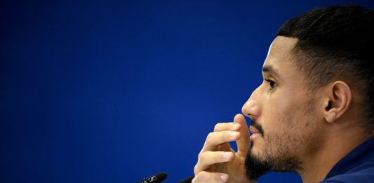 France's defender William Saliba attends a press conference at the Jassim-bin-Hamad Stadium in Doha on December 2, 2022, during the Qatar 2022 World Cup football tournament.(Photo by FRANCK FIFE/AFP via Getty Images)
