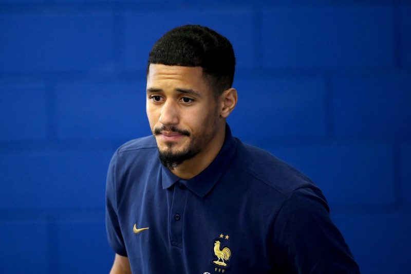 France's defender William Saliba arrives for a press conference at the Jassim-bin-Hamad Stadium in Doha on December 2, 2022, during the Qatar 2022 ...