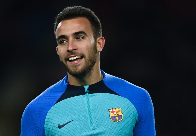BARCELONA, SPAIN - JANUARY 25: Eric Garcia of FC Barcelona looks on during the warm up prior to the Copa Del Rey Quarter Final match between FC Bar...