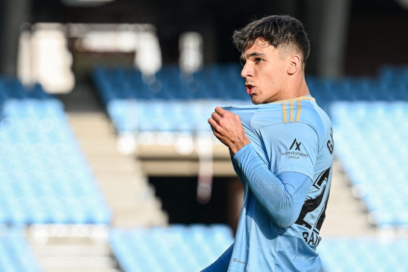 VIGO, SPAIN - FEBRUARY 26: Gabri Veiga of RC Celta celebrates after scores his sides third goal during the LaLiga Santander match between RC Celta ...
