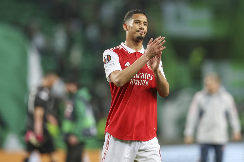 Latest injury updates on William Saliba and Oleksandr Zinchenko 2 LISBON, PORTUGAL: William Saliba of Arsenal FC thanks the supporters in the stands after the UEFA Europa League round of 16 first leg match between Sporting CP and Arsenal FC at Estadio Jose Alvalade on March 9, 2023. (Photo by Carlos Rodrigues/Getty Images)