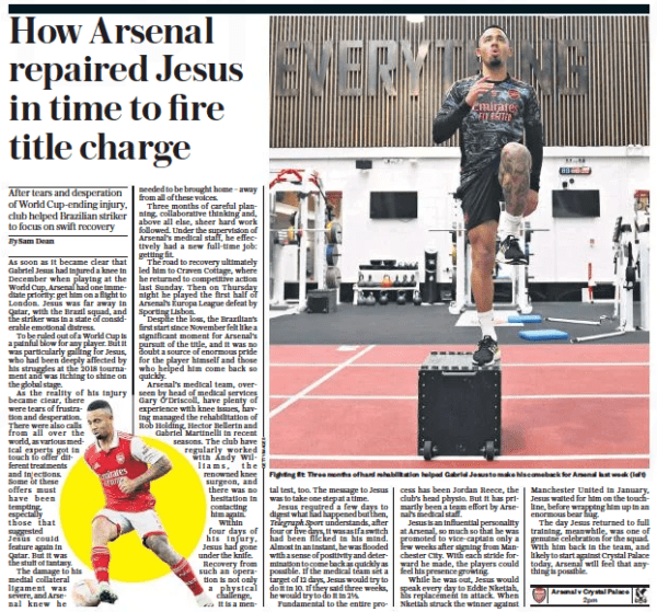 How Arsenal got Gabriel Jesus fit 2 How Arsenal repaired Jesus in time to fire title charge