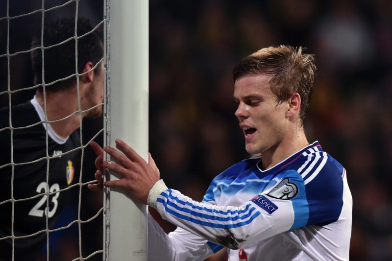 Aleksandr Kokorin: I turned down Arsenal 1 Russia's Aleksandr Kokorin (R) reacts during the UEFA Euro 2016 qualifying football match between Russia and Moldova in Chisinau on October 9, 2015. (Photo credit KIRILL KUDRYAVTSEV/AFP via Getty Images)