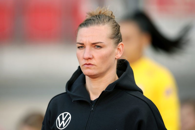 NUREMBERG, GERMANY - APRIL 11: Alexandra Popp of Germany walks out onto the pitch prior to the Women's international friendly between Germany and Brazil at Max-Morlock-Stadion on April 11, 2023 in Nuremberg, Germany. (Photo by Adam Pretty/Getty Images)