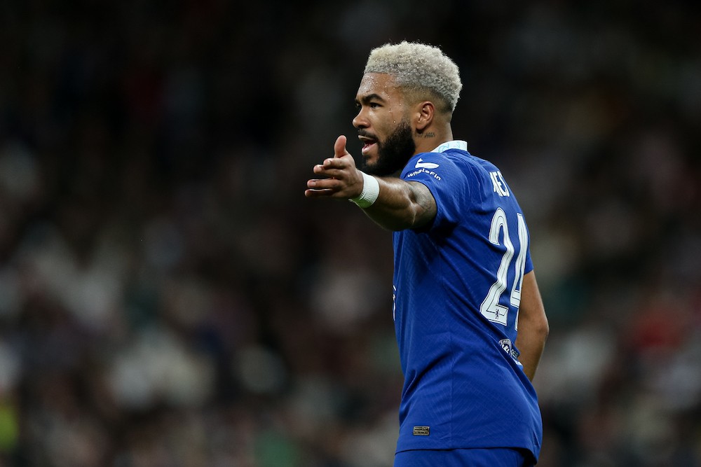 MADRID, SPAIN: Reece James of Chelsea reacts during the UEFA Champions League quarterfinal first leg match between Real Madrid and Chelsea FC at Es...