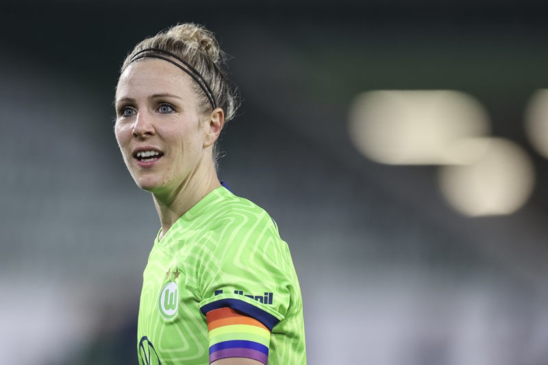 WOLFSBURG, GERMANY - MARCH 30: Svenja Huth of VfL Wolfsburg looks on during the UEFA Women's Champions League quarter-final 2nd leg match between V...