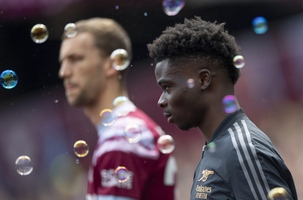 Xhaka backs Saka to show reaction against Southampton 2 LONDON, ENGLAND - APRIL 16: Bukayo Saka of Arsenal during the Premier League match between West Ham United and Arsenal FC at London Stadium on April 16, 2023 in London, England. (Photo by Justin Setterfield/Getty Images)