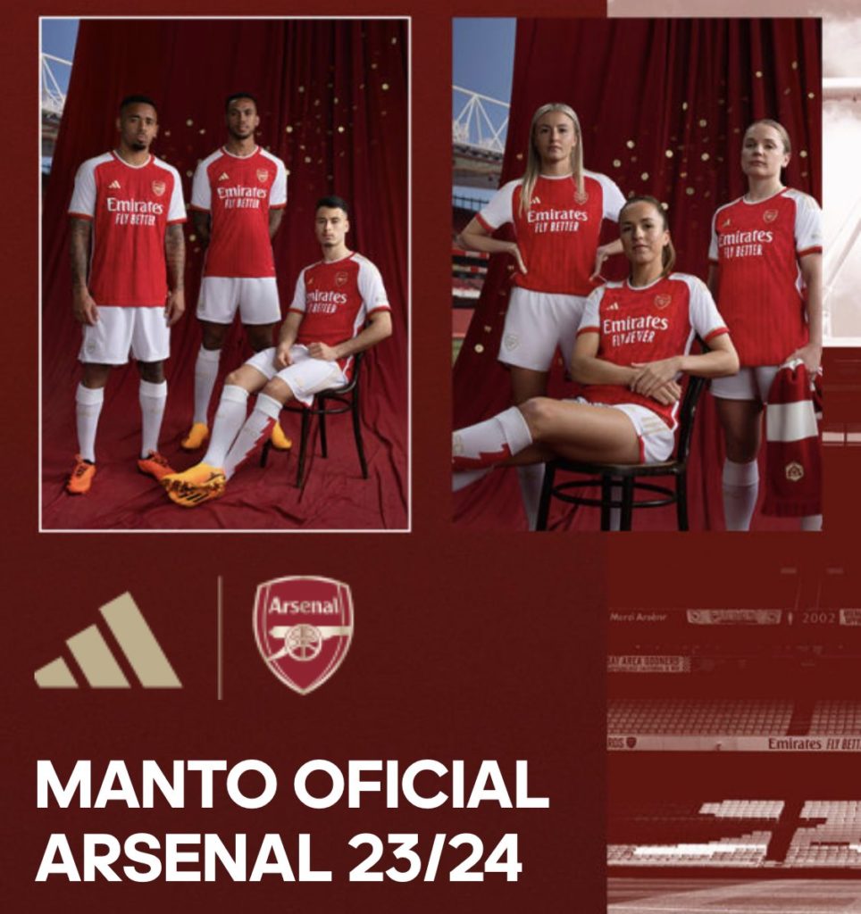 Adidas Brasil officially confirm Arsenal 2023/24 home kit 3 Promotional pictures of the new Arsenal 2023/24 home shirt (Photo via Adidas Brasil)