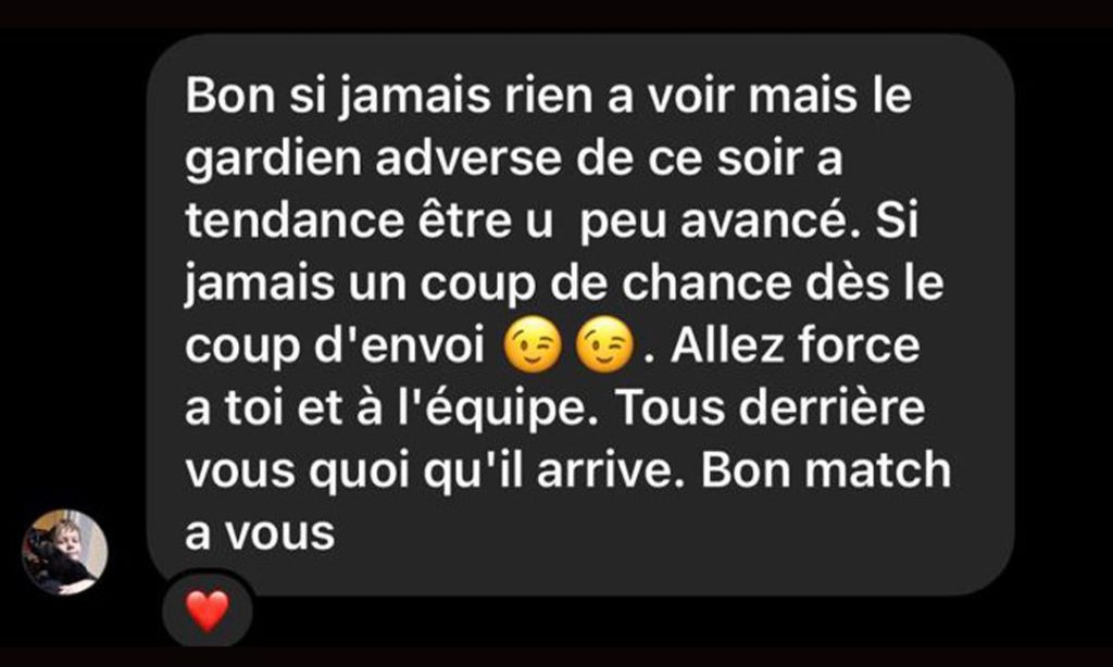 The Instagram DM that inspired Gael Clichy's goal (Screenshot via Servette FC)