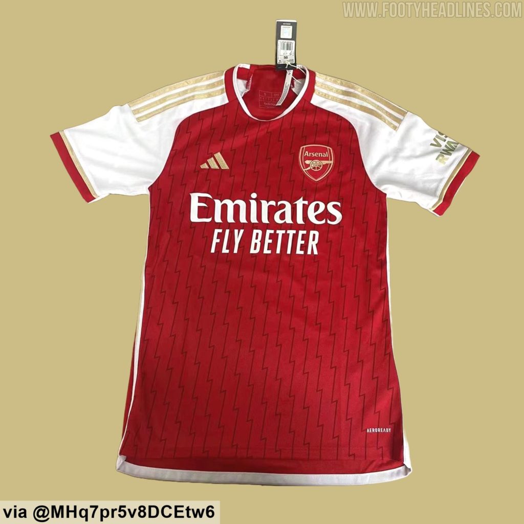 Release date for Arsenal's new 2023/24 home kit leaked 2 Leaked photo of the Arsenal 2023/24 Home Kit (Photo via Footy Headlines)