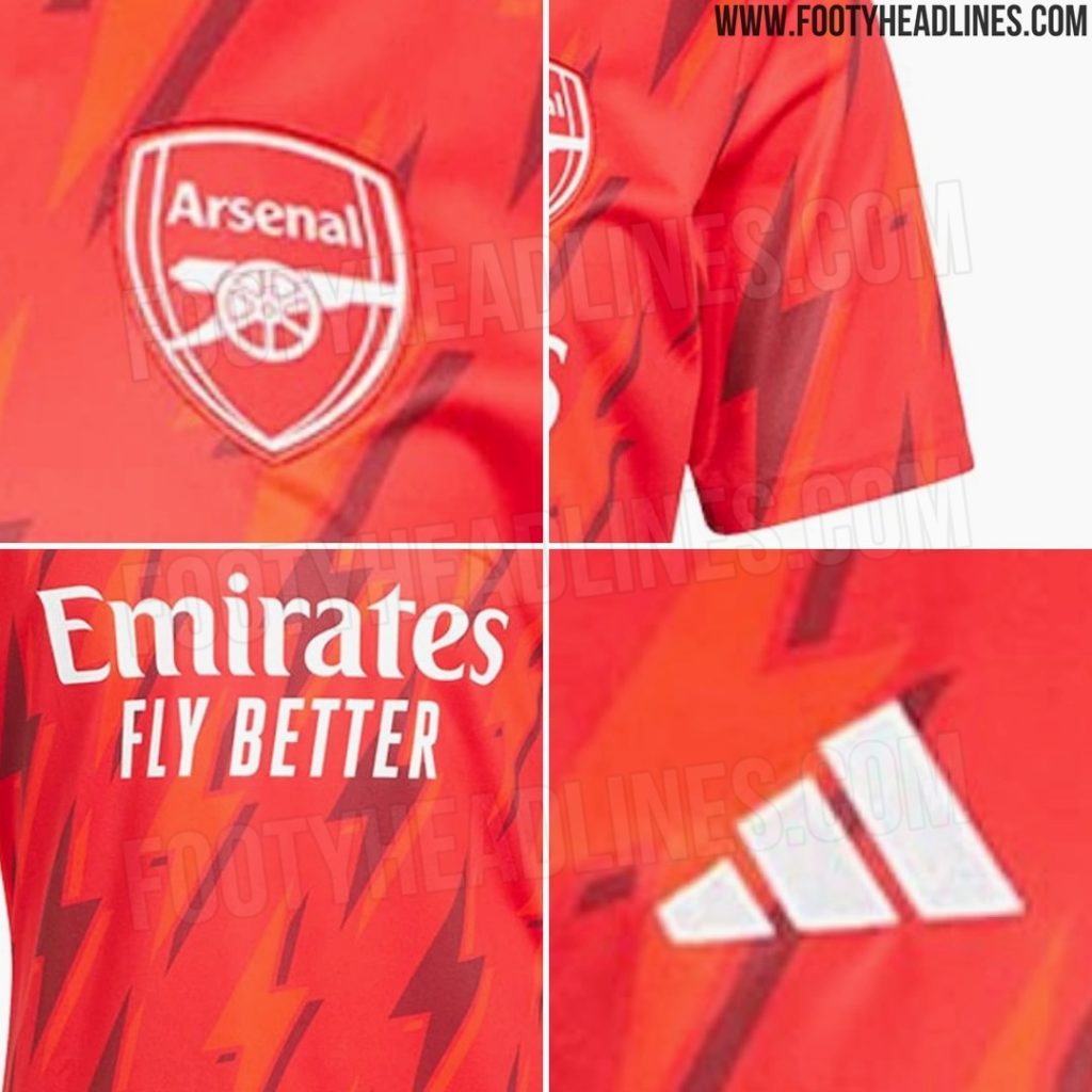 Arsenal 2023/24 pre-match kit leak photos (via FootyHeadlines.com)