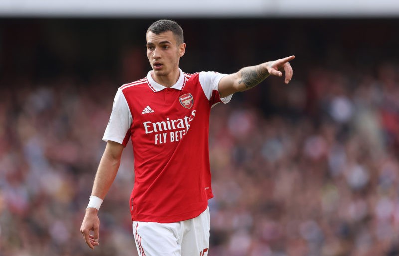 LONDON, ENGLAND - MAY 14: Jakub Kiwior of Arsenal during the Premier League match between Arsenal FC and Brighton & Hove Albion at Emirates Sta...