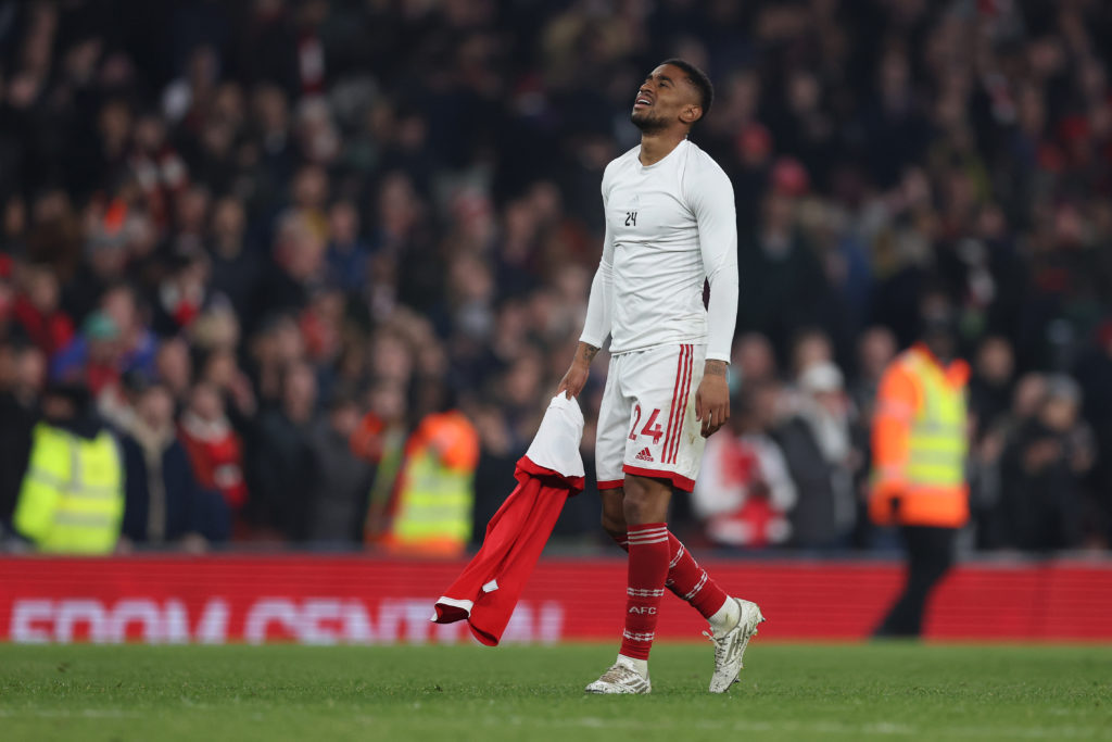 Why is Reiss Nelson not on tour with Arsenal? 2 LONDON, ENGLAND - APRIL 21: Reiss Nelson of Arsenal looks dejected following their draw in the Premier League match between Arsenal FC and Southampton FC at Emirates Stadium on April 21, 2023 in London, England. (Photo by Julian Finney/Getty Images)