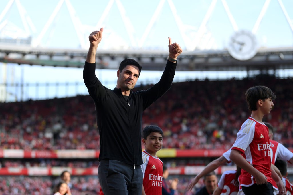 Arsenal news and gossip - LONDON, ENGLAND - MAY 28: Mikel Arteta, Manager of Arsenal, acknowledges fans after the Premier League match between Arsenal FC and Wolverhampton Wanderers at Emirates Stadium on May 28, 2023 in London, England. (Photo by Justin Setterfield/Getty Images)