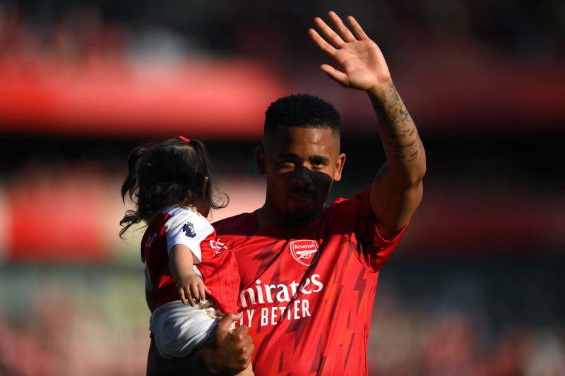 Arsenal news - LONDON, ENGLAND - MAY 28: Gabriel Jesus of Arsenal acknowledges the fans with family after the team's victory after the Premier Leag...