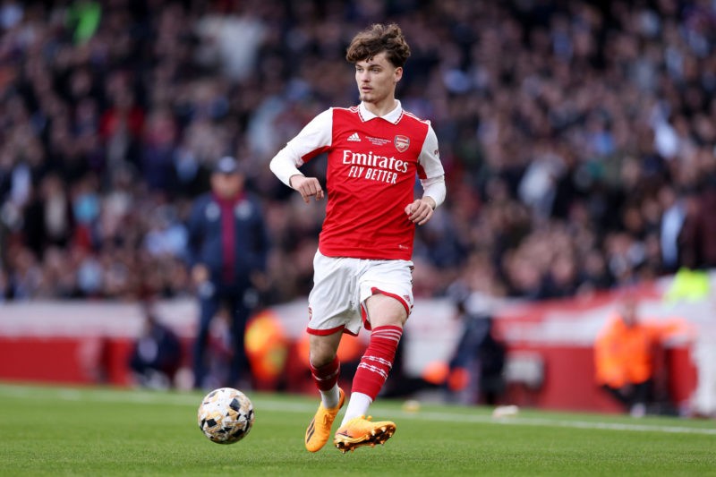 LONDON, ENGLAND - APRIL 25: Michal Rosiak of Arsenal makes a pass during the FA Youth Cup Final match between Arsenal U18 and West Ham United U18 a...