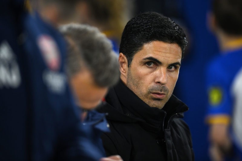 BRIGHTON, ENGLAND - DECEMBER 31: Arsenal manager Mikel Arteta looks on during the Premier League match between Brighton & Hove Albion and Arsen...