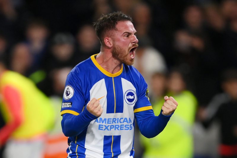 Alexis Mac Allister contract clause opens door for Arsenal and Liverpool 2 BRIGHTON, ENGLAND - MAY 04: Alexis Mac Allister of Brighton & Hove Albion celebrates after scoring the team's first goal from the penalty spot during the Premier League match between Brighton & Hove Albion and Manchester United at American Express Community Stadium on May 04, 2023 in Brighton, England. (Photo by Mike Hewitt/Getty Images)